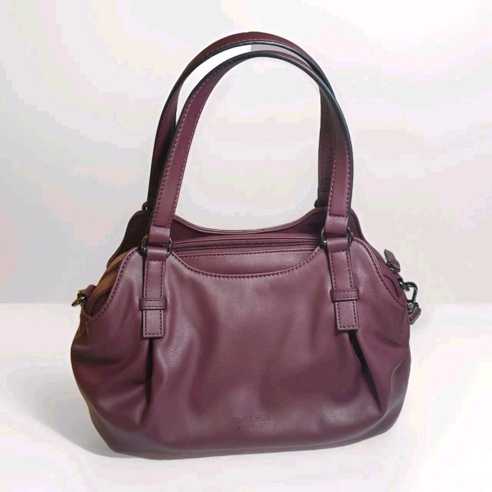 Simply Vera Vera Wang Collection Burgandy Quilted Buena Satchel Crossbody Bag - Picture 5 of 16